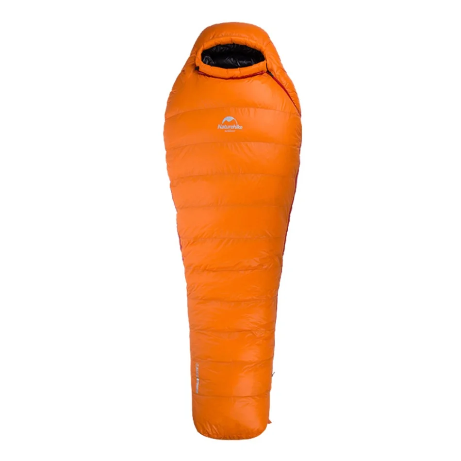 Naturehike Ultralight Duck Down Sleeping Bag Mummy Adult Camping Hiking Climbing Winter Warm Sleeping Bed - Цвет: Orange 400