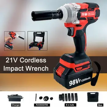

21V Brushless Electric Drill Cordless Screwdriver 98VF Electric Power Screw Driver Drill DR Impact Wrench in Case+Li-Ion Battery