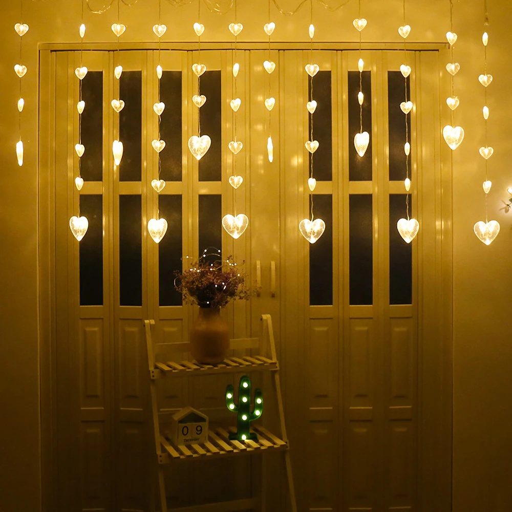 

2.5M 220V EU LED LOVE Heart Shape curtain light Christmas Garland String Fairy Light For wedding holiday party New Year Decor