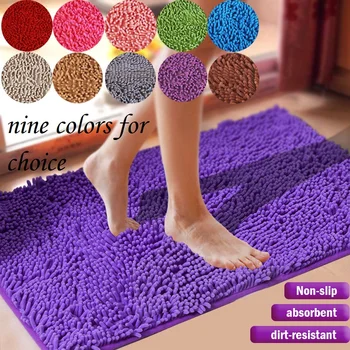 

40x60cm 9 Colors Thicken Chenille Bath Mat Absorbent Bathroom Rug Carpet for Living Room Non-slip Floor Mat Tapete De Banheiro