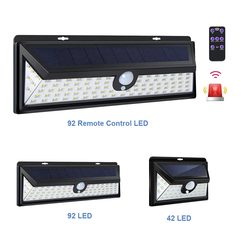 

20/30/42/92 LED Solar Light Motion Sensor Night Security Lamp With Remote Control Solar Garden Lights Waterproof For Outdoor