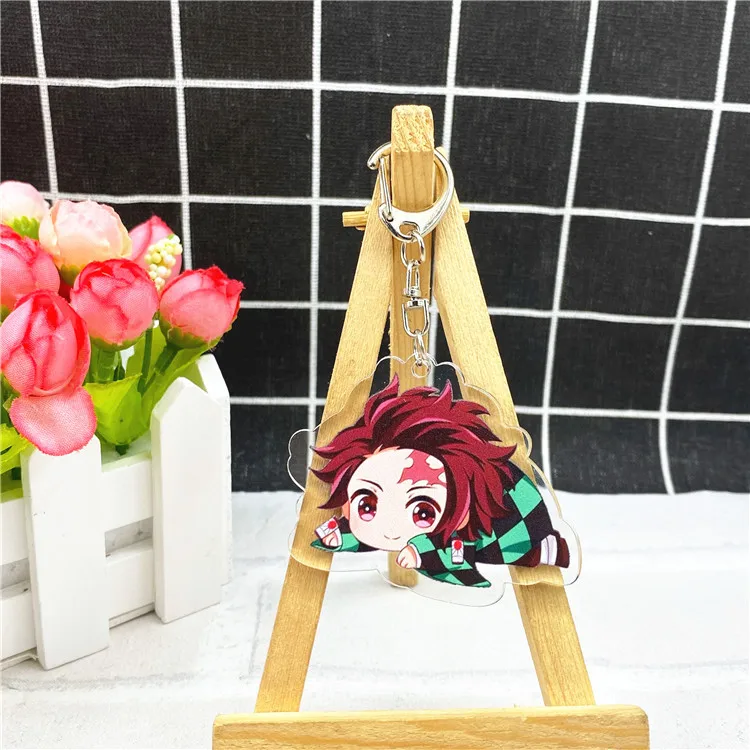 Anime Demon Slayer Kimetsu no Yaiba keychain Kamado Nezuko Kochou Shinobu Kanroji Mitsuri acrylic key chain cartoon cute funny