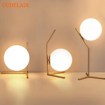 

Modern Glass Ball table lamps Gold Nordic Simple Bedroom Bedside Reading Desk Lamp Home Decor LED Table Light Lamparas