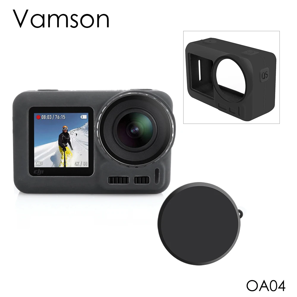 

Vamson for DJI Osmo Action Camera accessories Silicone Shell Frame Cage Protective shell Housing Case Cover Lens Cap OA04
