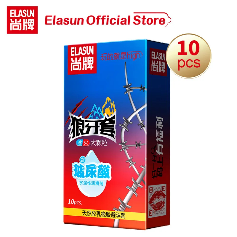 Elasun 10 шт. ледяной огонь шипованные презервативы большие точки для оргазма G