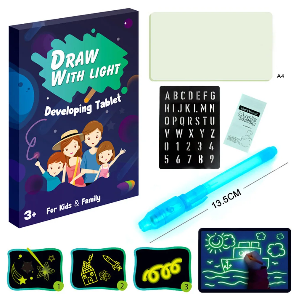

Educational Children Magical 3D Night Light Writing Board Fluorescent Drawing Board Graffiti Shining Draw with Light Fun