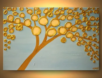 

Handmade Large Abstract Paintings On Canvas Beautiful Palette Knife Tree Canvas Artwork Paintings Blue Home Décor Art Oil Painti