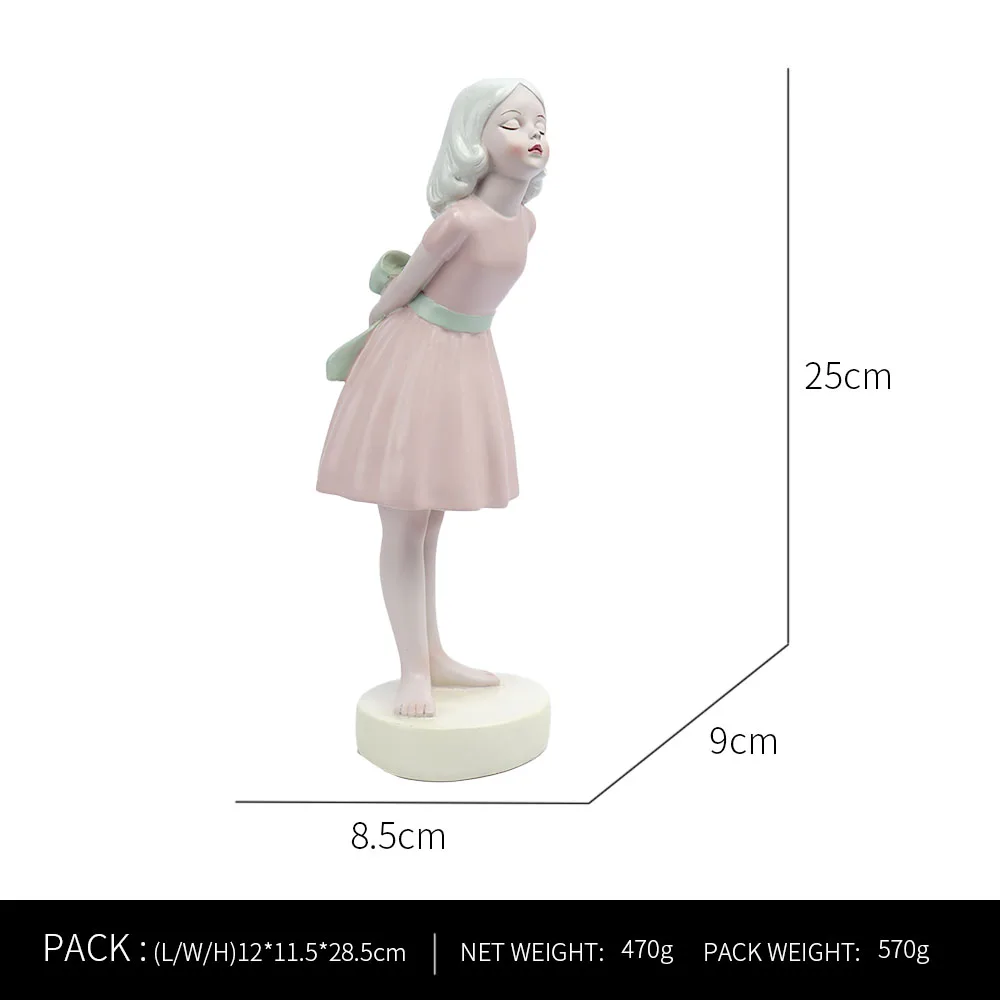 Ornaments For Home Cute Girl Rabbit Elephant Horse Statues Sculptures Figurines For Interior Room Decor Living Room Decoration