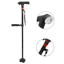 Телескопические складные трости для пожилых людей, светодиодный светильник, состаренные трости, алюминиевая противоскользящая четырехножная Регулируемая палка с тревогой SOS