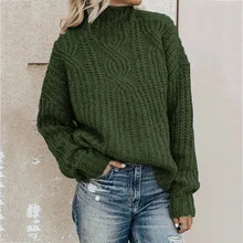

Turtleneck Women Solid Color Pullovers Knitted Sweater Spring New Ladies Sweaters Loose Casual Long Sleeve Hooded Top Plus Size