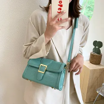 

Fashion Small Square Bag Girl 2020 New Quality Shoulder Stone Pattern Embossed Women Bag Casual Wild Diagonal Phone Bag Tide