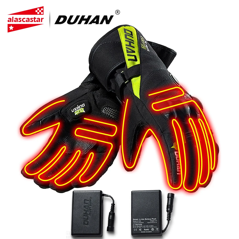 

DUHAN Motorcycle Gloves Winter Waterproof Heated Gloves Guantes Moto Touch Screen Battery Powered Motorbike Racing Riding Gloves