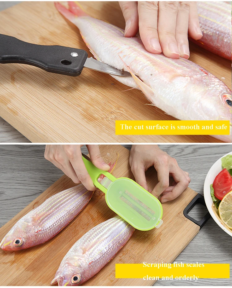 Description Picture 5 of itemWIKHOSTAR Fish Skin Brush Fish Scale Scraper Fast Remove Fish Knife Cleaning Peeler Scaler Scraper Kitchen Seafood Tools