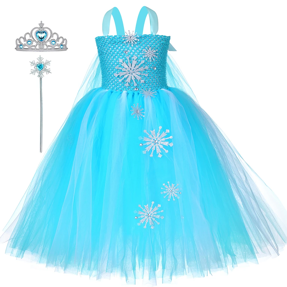 Frozen Elsa Anna Snow Queen Dress Princess Cosplay Costume Halloween