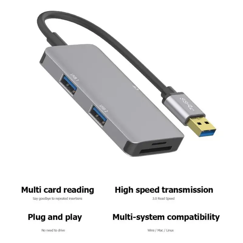 USB 3,0 для Dual USB 3,0+ TF/CF кард-ридер Док-концентратор конвертер адаптер для ПК