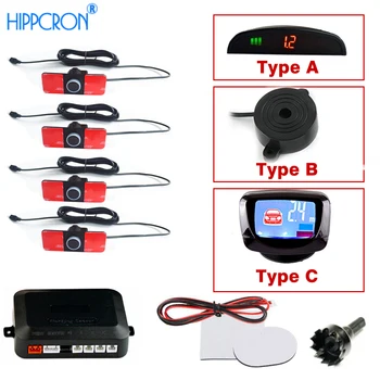 

Hippcron Car Parking Sensor Kit LED/LCD/Buzzer 4 Flat Sensors 16mm Backlight Display Reverse Backup Radar Monitor System
