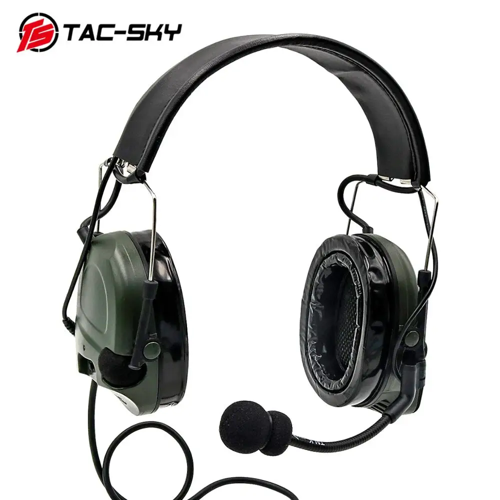 TAC-SKY COMTAC I Protective Earmuffs Silicone Version of Military Walkie-Talkie Noise Reduction Pickup Tactical Headset-FG