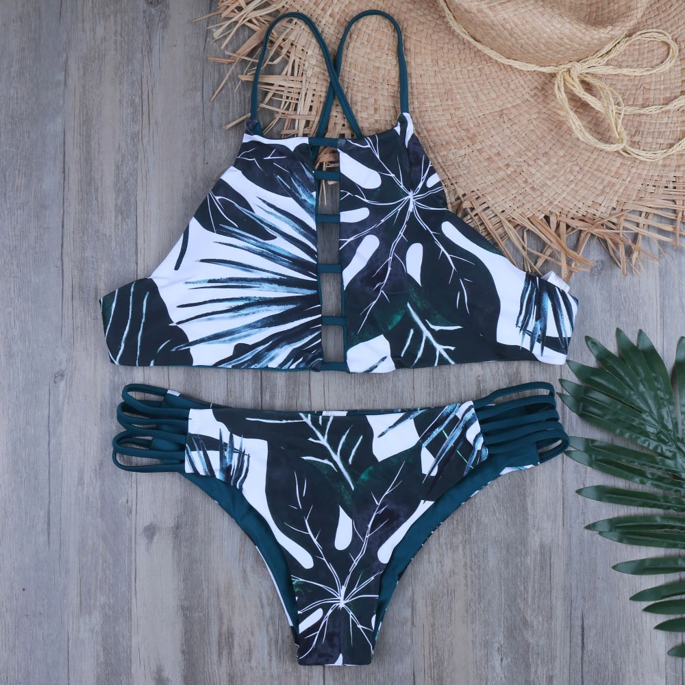 palm tree two piece swimsuit