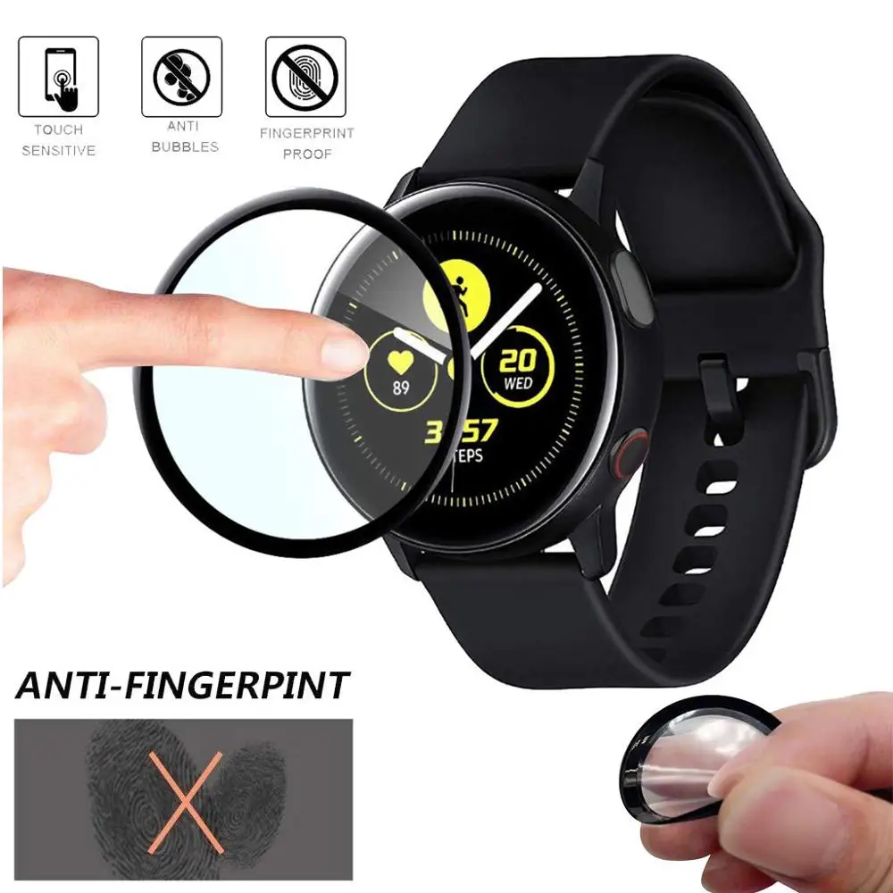 Полный охват мягкое волокно стекло протектор экрана для samsung Galaxy Watch Active 2 40 мм 44 мм Смарт-часы фильм Active2#1011