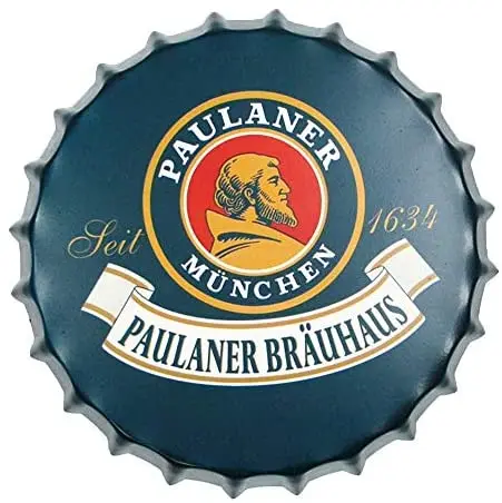 Purl Zither Wall Tappi Di Bottiglia Decorativi Retro Beer Creative Metal Iron Signs Cafe Beer Bar & Tray Size Dia 13.8X13.8 (Paulaner)