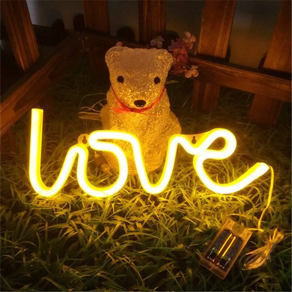 Светодиодный ночсветильник с зарядкой от USB декоративная лампа надписью Love