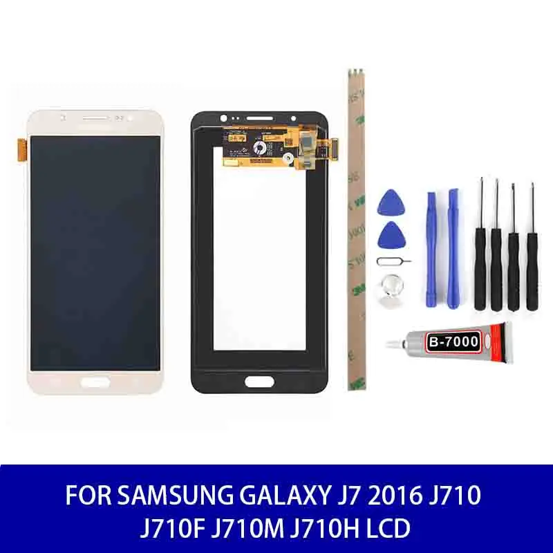 Регулируемая яркость для Samsung Galaxy J7 2016 j710 J710F J710M J710H ЖК дисплей сенсорный