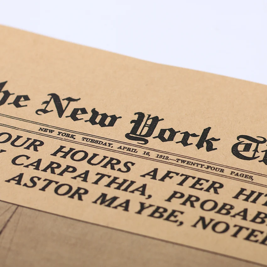 Классический Нью-Йорк Таймс история Плакат Титаник кораблекрушение старые новости бумага ретро крафт украшение из бумаги для дома