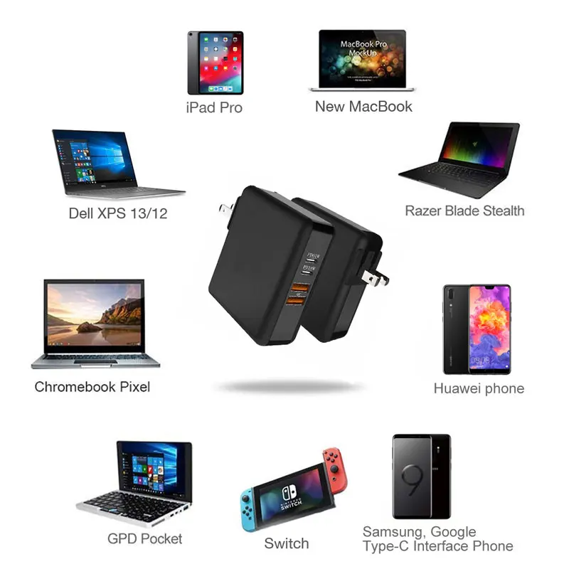 61 Вт США ЕС Великобритания PD usb type C зарядное устройство QC 3,0 питание для iPhone iPad hp Dell samsung S10 A50 A30 Matebook адаптер зарядное устройство