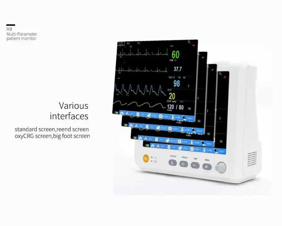 8 дюймовый мульти-параметры, монитор пациента параметр НБП, Spo2, PR, ЭКГ, соответственно, температуру, мониторинг жизненно важных функций точных медицинские