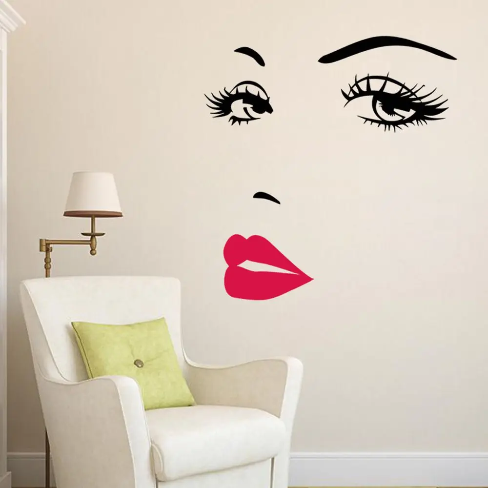 Сексуальная девушка губы настенные наклейки «глаза» для девочек спальня гостиная украшения DIY виниловые наклейки, художественный постер домашний декор