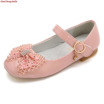 

children party leather shoes kids baby girls bow princess shoes spring/autumn student performance shiny sinlge beading shoes