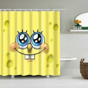 

Stocked cartoon Minions pattern bathroom curtain large 180x200cm Anime SpongeBob bath shower curtain for bathroom cortina
