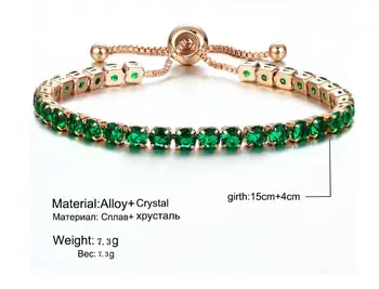 

Lady's Golden Diamond Single-row Handwear with Embedded Crystal Push-pull Bracelet