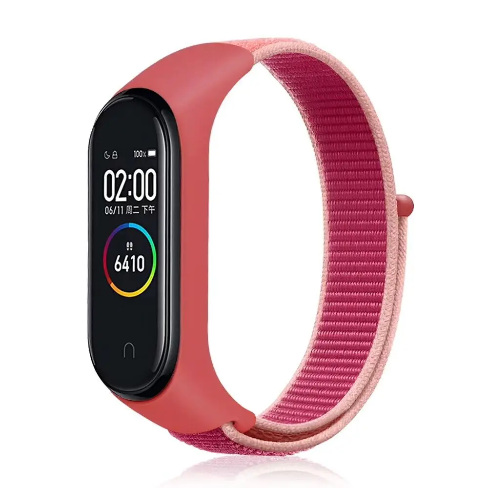 Нейлоновый ремешок-петля для Xiaomi Mi band 4 спортивный сменный Браслет дышащий ремешок для Xiaomi Mi band 3 Аксессуары для умных часов - Цвет ремешка: Pomegranate