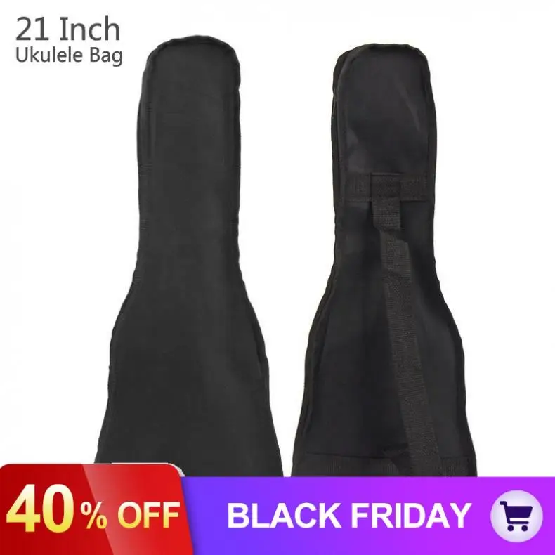 

21 Inch Black Portable Single Shoulder Backpack Padded Ukulele Bag Soft Case Monolayer Bag