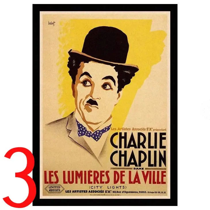 Идеальный JL Charles Chaplin город огни большой диктатор Ретро плакаты крафт обои высокое качество живопись для HBA73 - Цвет: Золотой