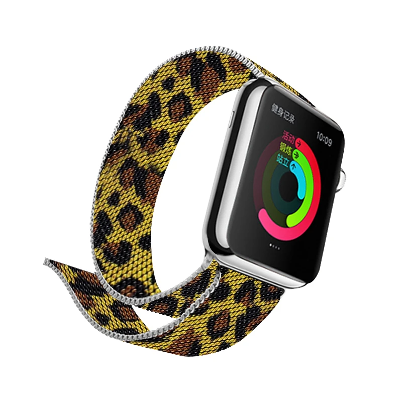 Серый леопардовый ремешок для часов 40 мм 44 мм для Apple Watch Series 4 магнитный ремешок из нержавеющей стали 38 мм металлический браслет 42 мм для Iwatch 2