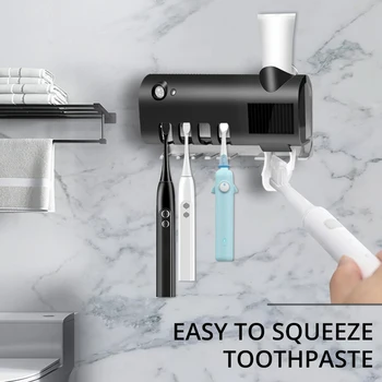 

3 in 1 Ultraviolet UVC Toothbrush Disinfection lamp Solar/USB Rechargeable UV Sterilier light Motion Sensor Toothpaste Squeezers