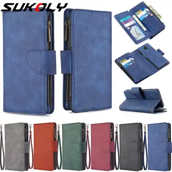 

Luxury Plain Leather Zipper Flip Wallet Case For Xiaomi Redmi Note 9 8 7 Pro Mi Note 10 Pro 9T Pro Matte Skin Card Slots Cover