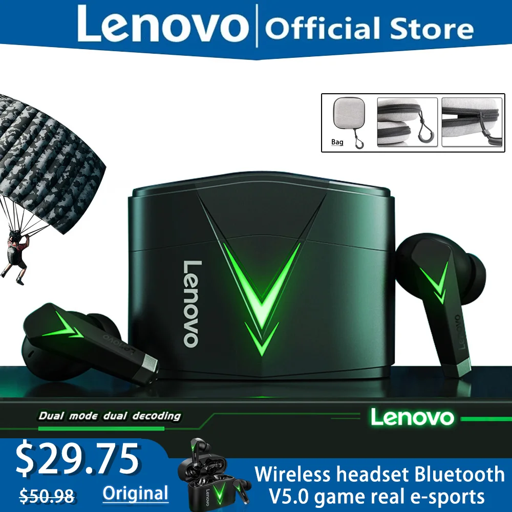 New earbuds Lenovo LP6 Wireless Headset Bluetooth V5.0 Game True Esports Eat Chicken Extra Long Life Touch in stock