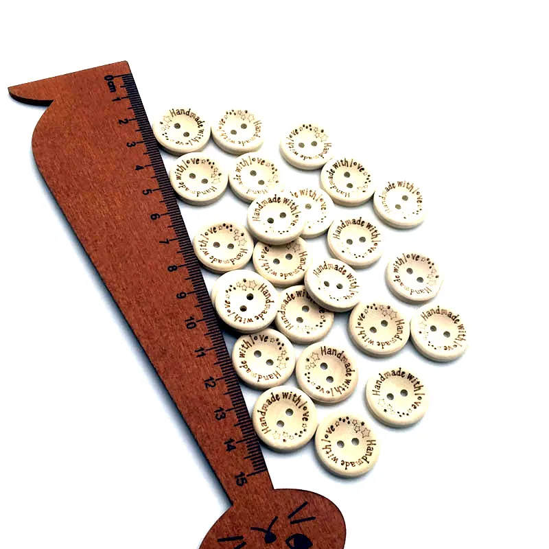 15/20/25mm Handmade With Love DIY Round Wooden Buttons Natural Color Buttons For Scrapbooking Crafts Sew Button SC253