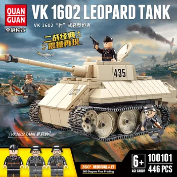 

New 446pcs WW2 Tank Series German Panther Tank VK1602 Building Blocks Model Bricks WW2 Military Figures Toys