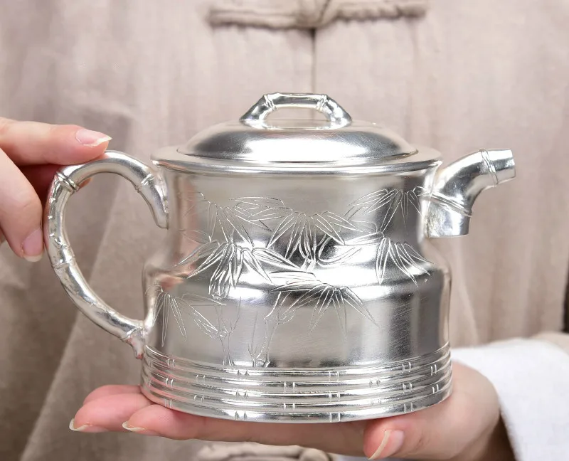 

Multifunctional silver pot sterling silver 999 boiled tea teapot single pot large handmade household tea set
