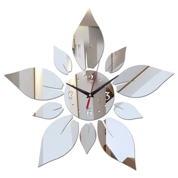 

Mirror Acrylic Material Single Face Wall Stickers Modern Style Wall Quartz Clocks Home Decor Wall Watches Silver