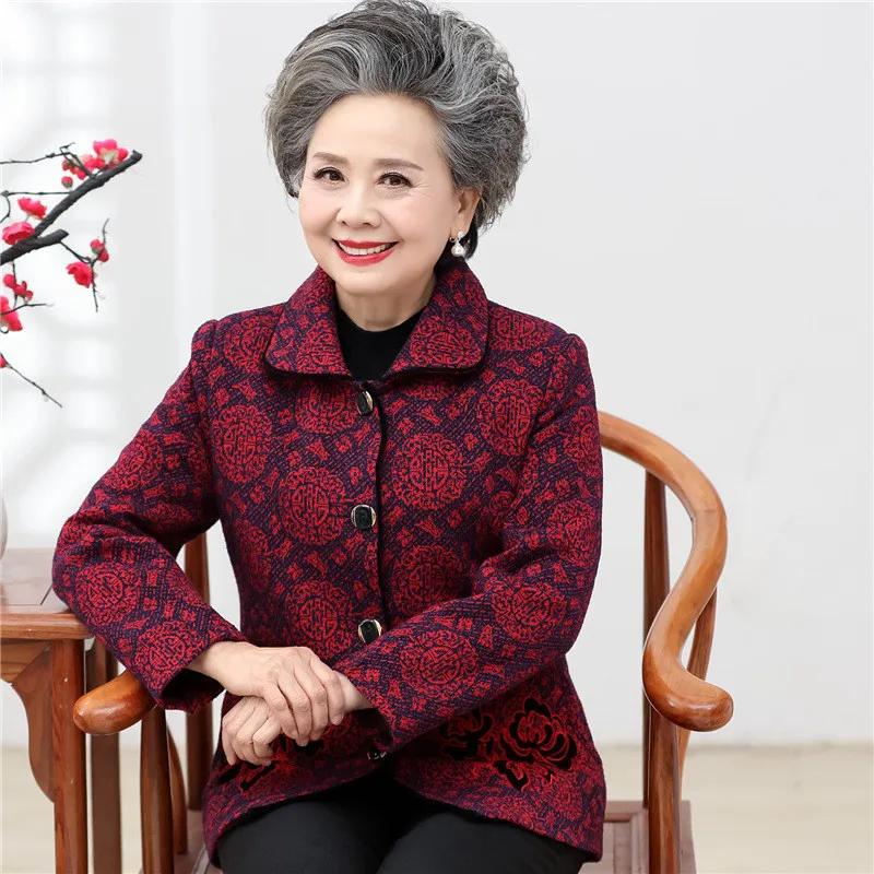 awesome  Elderly Women Winter Warm Coat 2019 Spring Long Sleeve Middle-aged Female Jacket Grandmother Short 
