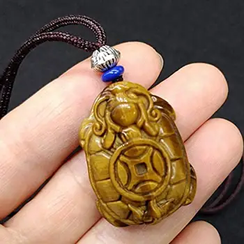 

EASTCODE QIANXU Natural Tiger Eye Dragon Turtle Necklace Pendant Jades Pendant Transfer Lucky Jewelry with Chain Jades Jewelry