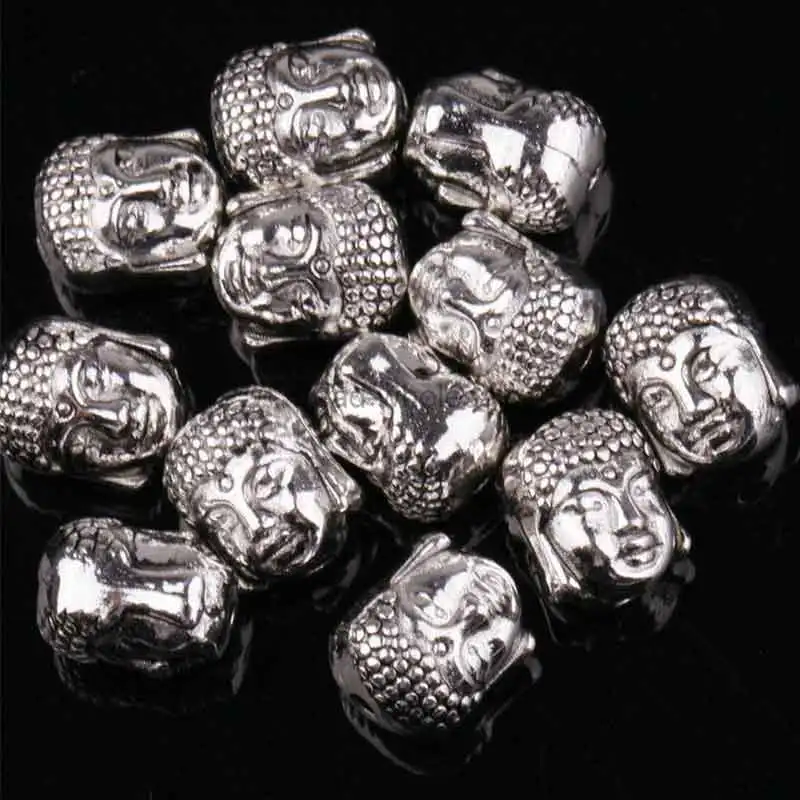 

20Pcs Metal Silver Buddha Beads For Needlework Gold Antique Bronze Spacer Beads for Bracelet Jewelry Making Wholesale 10x8mm