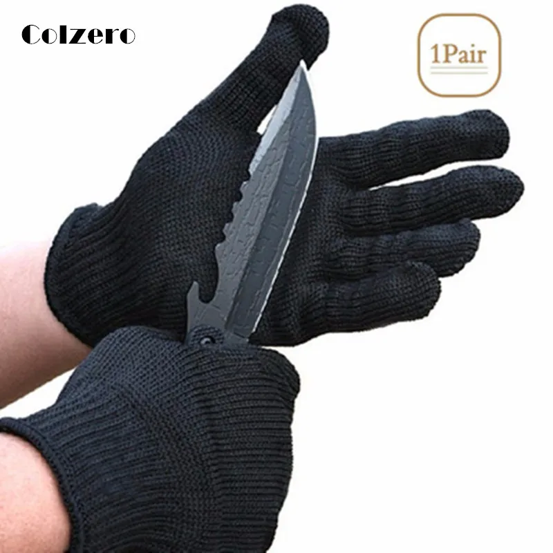 Черный Anti-cut Gloves Safety Cut Proof Stab Resistant Anti-cut Level 5 Safety Work Gloves Kitchen Butcher Cut Resistant Gloves - Цвет: Черный