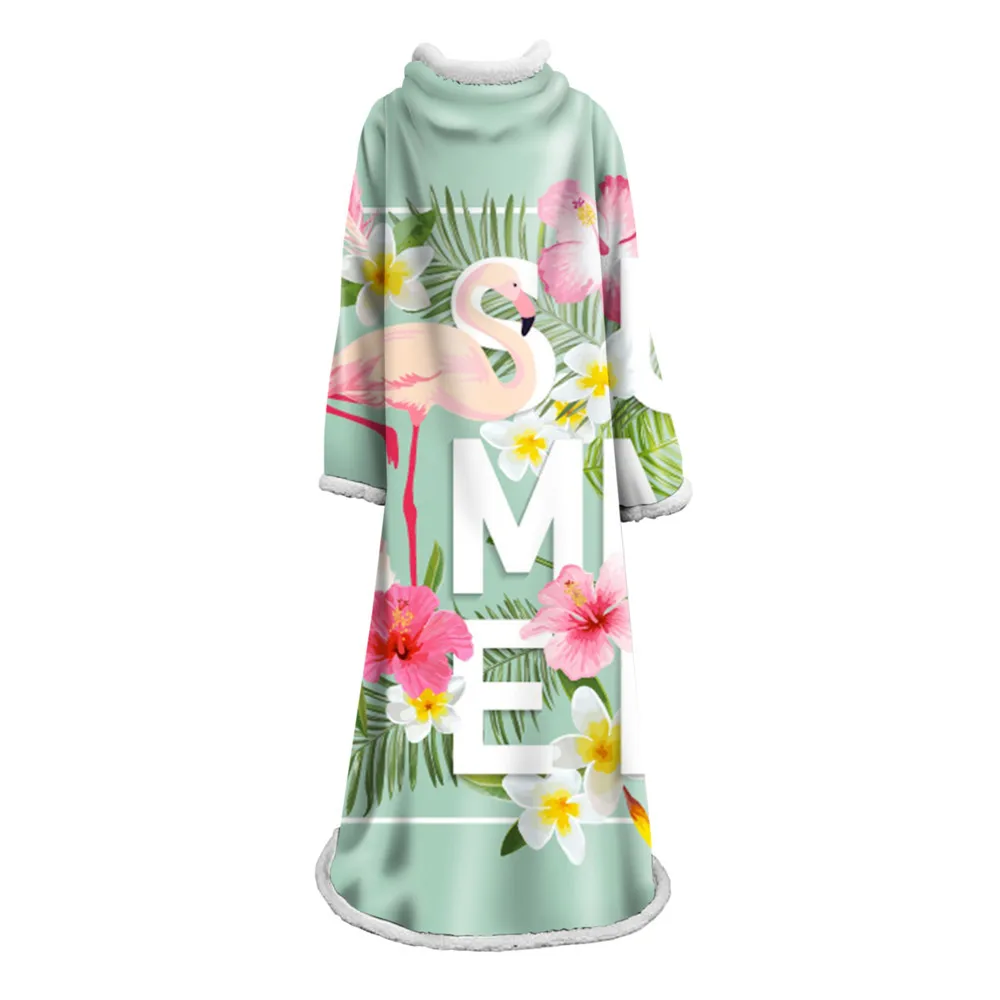 Sleeve Blanket 3D Printed Flamingo For Home Sofa Sherpa Fleece Sleeve Blanket Coral Microfiber Warm Throw Blanket - Цвет: 21
