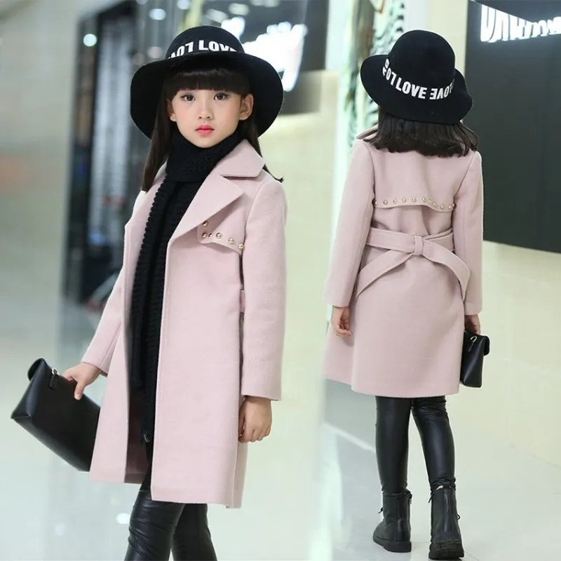 

Winter Jackets for Girls Outwear Kids Wool Coat Thick Girl Snowsuit Baby Jackets Girls Blends Toddler Fur Coats Children Clothes
